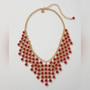 NWT WHBM Red & Gold Warerfall Collar Necklace